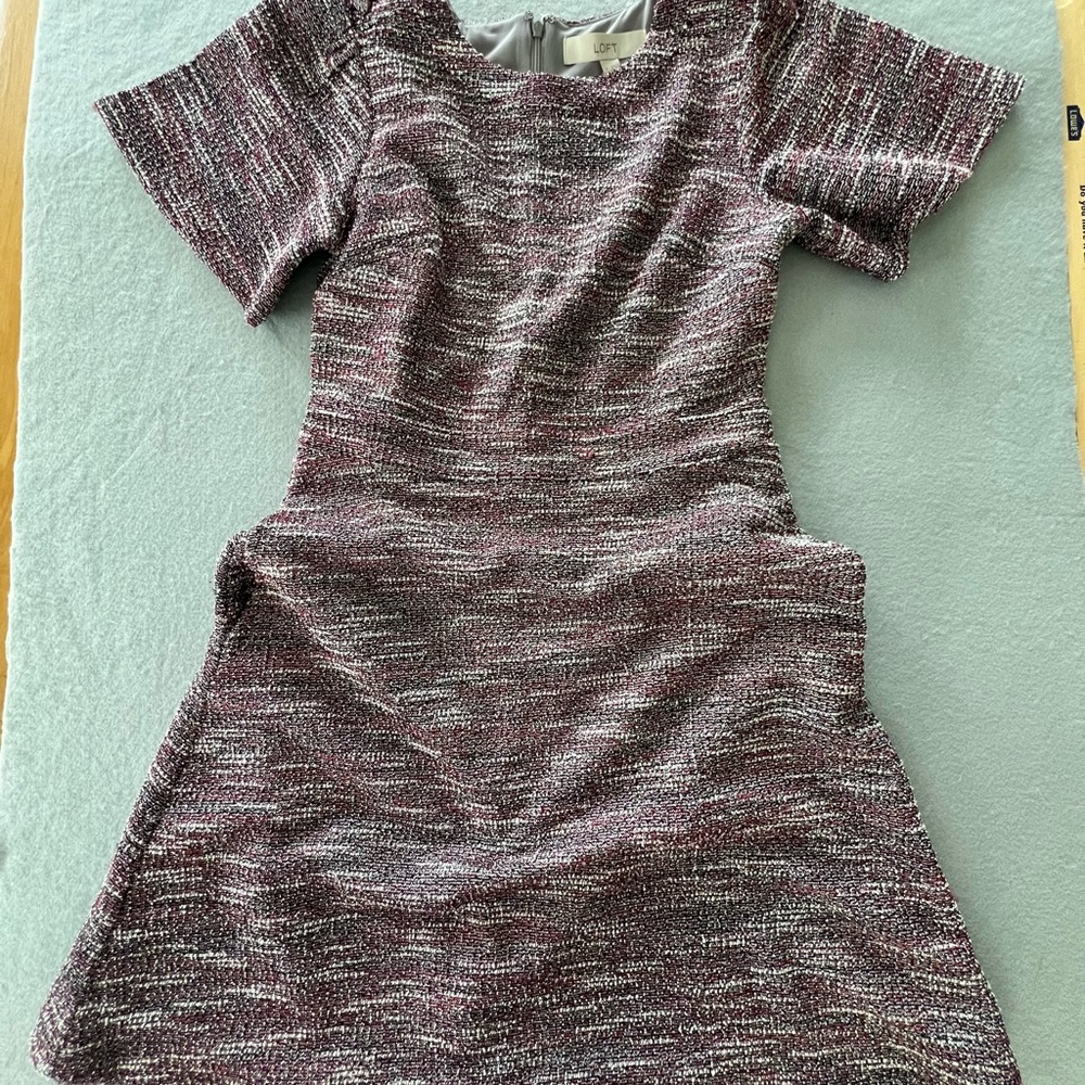 Loft Tweed Pink Grey Sheath dress NWT
